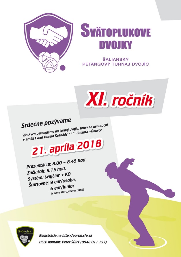 Pozvánka na petangový turnaj - Svätoplukove dvojky dňa 21.apríla 2018